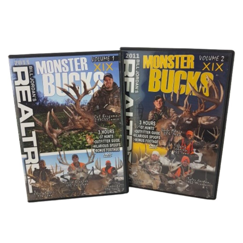 Set of 2 Hunting DVDs Realtree Monster Bucks XIX Volumes 1 & 2